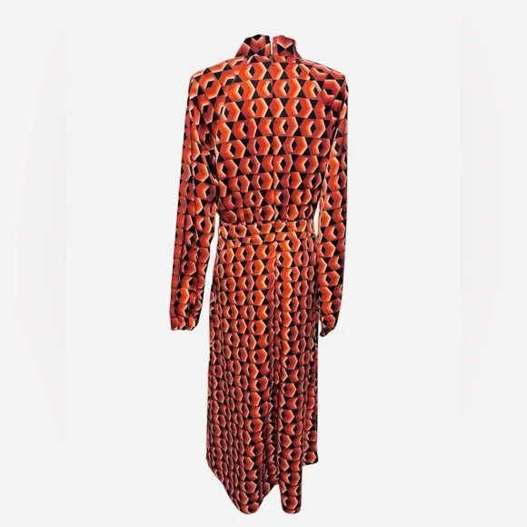 Worthington Long Sleeve Geometric Fit + Flare Dress Pockets! Size Small New - Picture 5 of 9